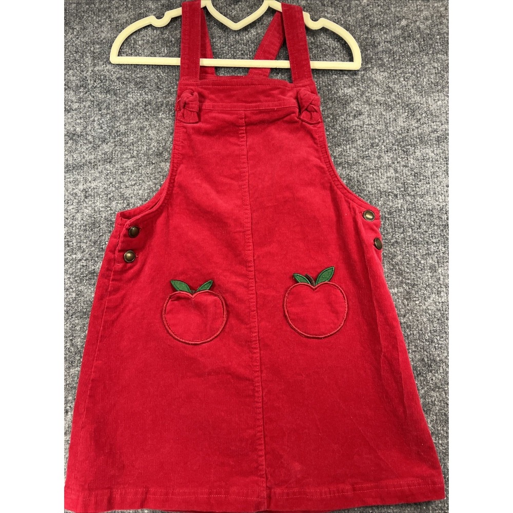 Max Studio Kids Girls Red Corduroy Apple Jumper Dress - Size 7